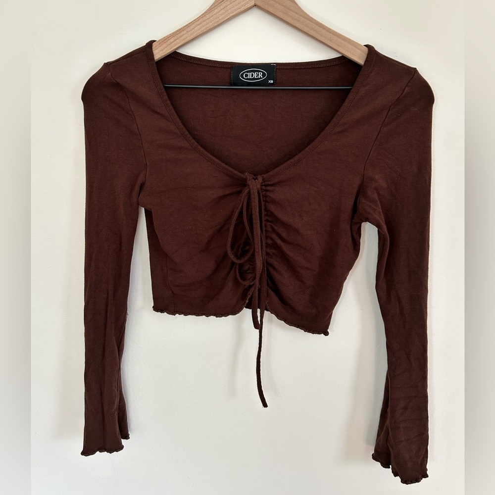 Brown long sleeve going out top